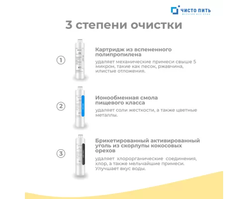 Тройной фильтр для воды под мойку ЧИСТО ПИТЬ KCF-3 с краном